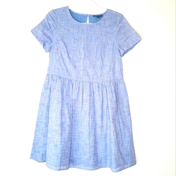Modcloth Chambray Rainbow Stitched Dress S - Picture 1 of 10
